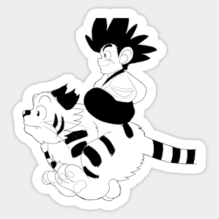 Yaiba riding on kagetora black and white version Sticker